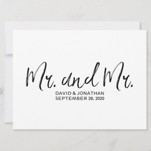 "Mr. en Mr." Gay Wedding Sign | Stijlvol papier (Voorkant)