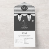 Mr en Mr Gray Suit en Stropdas Gay Wedding All In One Uitnodiging (Binnen)