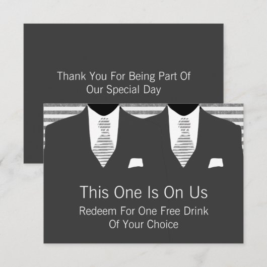 Mr en Mr Gray Suit en Stropdas Gay Wedding Bedankkaart (Voorkant / Achterkant)