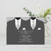 Mr en Mr Gray Suit en Stropdas Gay Wedding Kaart (Staand voorkant)