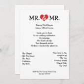 Mr en Mr Love Heart Gay Wedding Kaart (Voorkant / Achterkant)