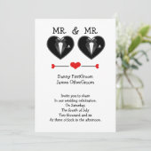 Mr en Mr Love Heart Tuxedo Gay Wedding Kaart (Staand voorkant)