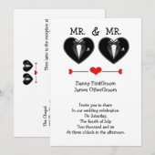 Mr en Mr Love Heart Tuxedo Gay Wedding Kaart (Voorkant / Achterkant)