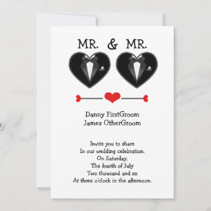 Mr en Mr Love Heart Tuxedo Gay Wedding Kaart
