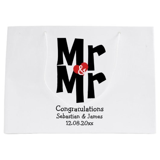 Mr en Mr Modern gepersonaliseerd zwart en rood Groot Cadeauzakje (Voorkant)