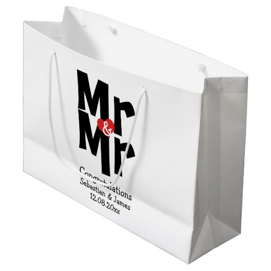 Mr en Mr Modern gepersonaliseerd zwart en rood Groot Cadeauzakje (Voorkant Gekanteld)