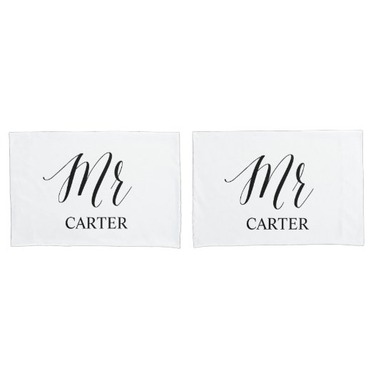 Mr. en Mr Modern Typography Gay Couple Wedding Zij Kussensloop (Voorkant-Set)