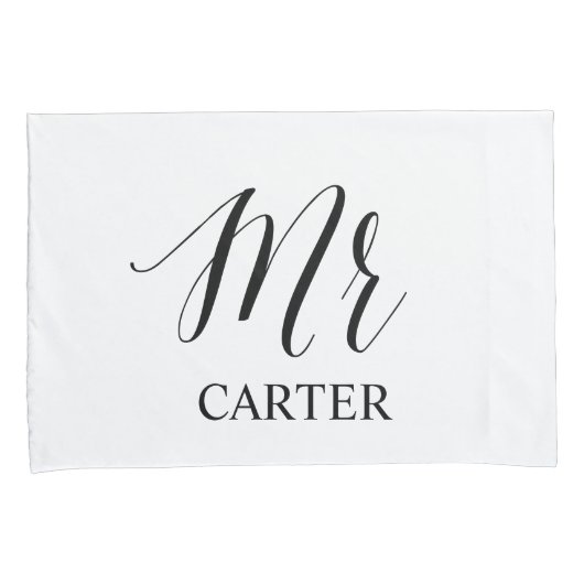 Mr. en Mr Modern Typography Gay Couple Wedding Zij Kussensloop (Voorkant-Rechts)