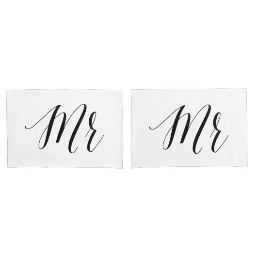 Mr en Mr Modern Typography Wedding Gay Couple Kussensloop (Voorkant-Set)
