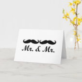 MR EN MR. MUSTACHE GAY BRUILOFT KAART (Gele Bloem)