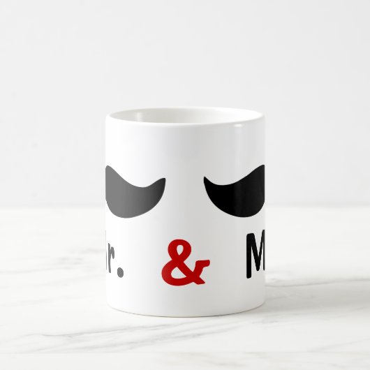Mr en Mr Mustache Homo bruiloft Koffiemok (Center)