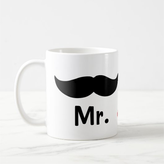 Mr en Mr Mustache Homo bruiloft Koffiemok (Links)