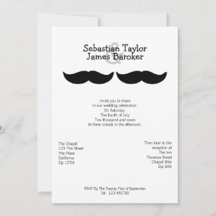 Mr en Mr Mustache Wedding Kaart