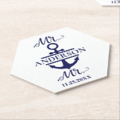 Mr. en Mr. Nautical Anchor Gay Wedding Kartonnen Onderzetters (Schuin)