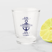 Mr. en Mr. Nautical Anchor Gay Wedding Shot Glas (Voorkant)