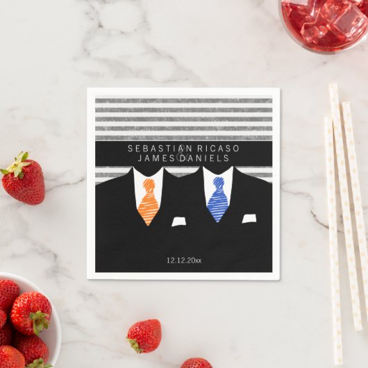 Mr en Mr pak en Sinaasappel Blauwe Stropdassen Gay Servet (Insitu)