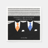 Mr en Mr pak en Sinaasappel Blauwe Stropdassen Gay Servet (Voorkant)