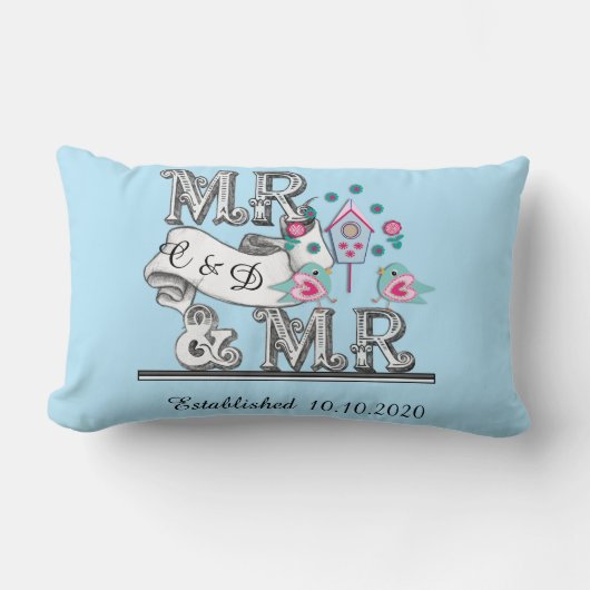 Mr. en Mr. Personalized Gay Wedding Gift Kussen (Voorkant)