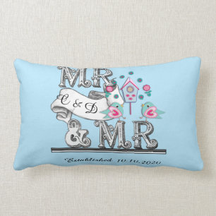 Mr. en Mr. Personalized Gay Wedding Gift Kussen