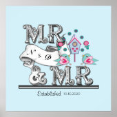 Mr. en Mr. Personalized Gay Wedding Gift Poster (Voorkant)