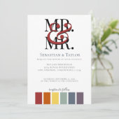Mr. en Mr. Rainbow Gay Elegant Wedding Aankondiging (Staand voorkant)