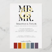 Mr. en Mr. Rainbow Gay Elegant Wedding Folie Uitnodiging (Voorkant)