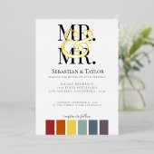 Mr. en Mr. Rainbow Gay Elegant Wedding Folie Uitnodiging (Staand Voorkant)