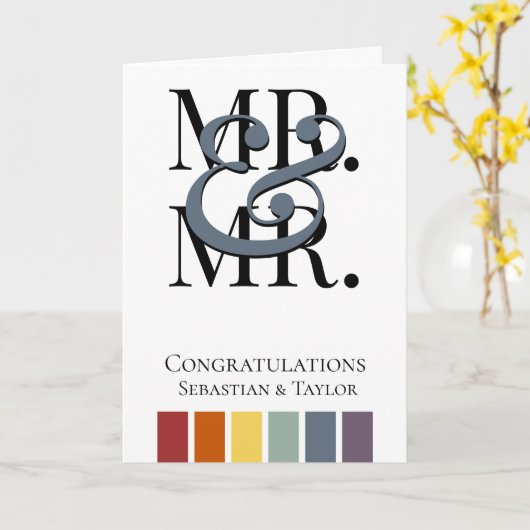 Mr en Mr Rainbow Gay Wedding Gefeliciteerd Kaart (Gele Bloem)