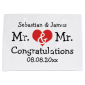 Mr en Mr Red Heart Wedding Personalized Groot Cadeauzakje (Voorkant)