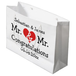 Mr en Mr Red Heart Wedding Personalized Groot Cadeauzakje