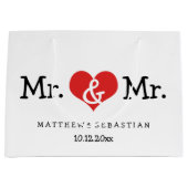 Mr en Mr Red Heart Wedding Personalized Groot Cadeauzakje (Voorkant)