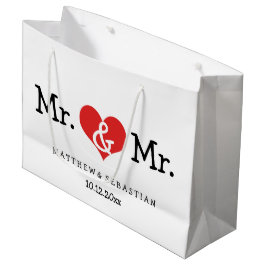 Mr en Mr Red Heart Wedding Personalized Groot Cadeauzakje