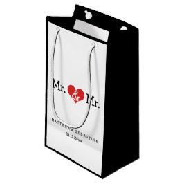 Mr en Mr Red Heart Wedding Personalized Klein Cadeauzakje