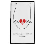 Mr en Mr Red Heart Wedding Personalized Klein Cadeauzakje (Voorkant)