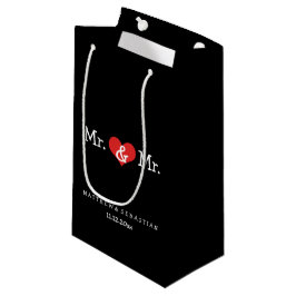 Mr en Mr Red Heart Wedding Personalized Klein Cadeauzakje