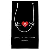 Mr en Mr Red Heart Wedding Personalized Klein Cadeauzakje (Voorkant)