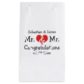 Mr en Mr Red Heart Wedding Personalized Klein Cadeauzakje (Voorkant)