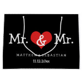 Mr en Mr Red Heart Wedding Personalized Large Cadeautasje (Voorkant)