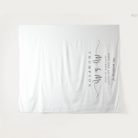 Mr en Mr Script Huwelijksfotobackdrop voor homosek Wandkleed (Voorkant (horizontaal))