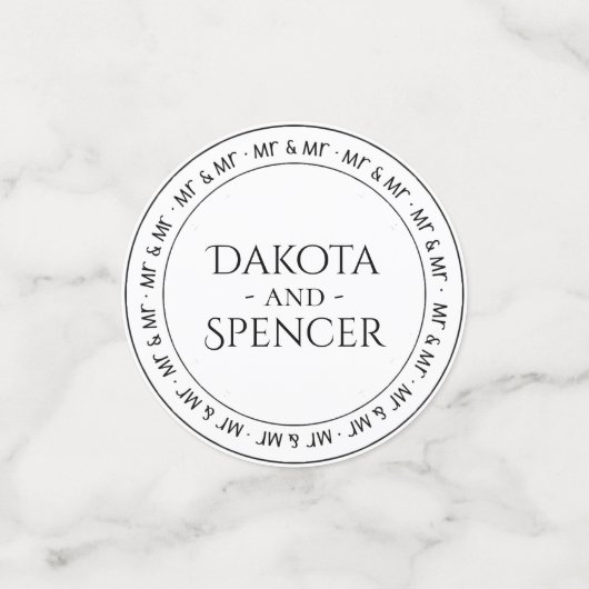 Mr. en Mr. Simple Modern Black White Party Confetti (Kleine voorkant)