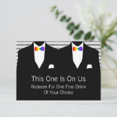 Mr en Mr. Suit en Bow Stropdas Gay Wedding (Regenb Bedankkaart (Staand voorkant)