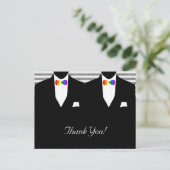 Mr en Mr. Suit en Bow Stropdas (Rainbow) Dank u Briefkaart (Staand voorkant)