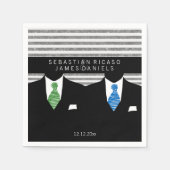 Mr. en Mr. Suit en Green Blue Stropdassen Gay Wedd Servetten (Voorkant)