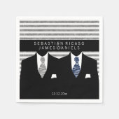 Mr. en Mr. Suit en Grijs Blauw Stropdassen Gay Wed Servet (Voorkant)