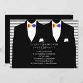 Mr. en Mr. Suit en Rainbow Bow Stropdas Gay Weddin Kaart (Voorkant / Achterkant)