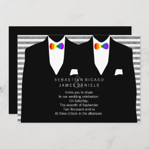 Mr. en Mr. Suit en Rainbow Bow Stropdas Gay Weddin Kaart
