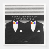 Mr. en Mr. Suit en Rainbow Bow Stropdas Gay Weddin Servet (Voorkant)