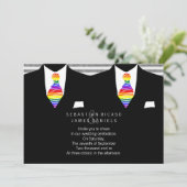Mr. en Mr. Suit en Rainbow Stropdas Gay Wedding Kaart (Staand voorkant)