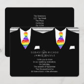 Mr. en Mr. Suit en Rainbow Stropdas Gay Wedding Kaart (Voorkant / Achterkant)