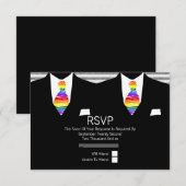 Mr en Mr. Suit en Rainbow Stropdas Gay Wedding RSV RSVP Kaartje (Voorkant / Achterkant)